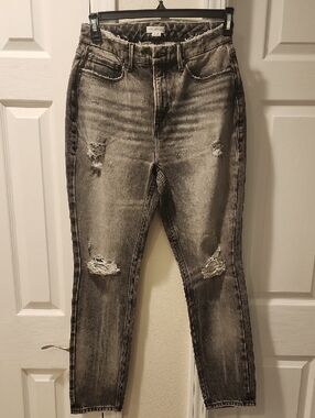Good American Washed Grey Distressed High-Rise Jeans